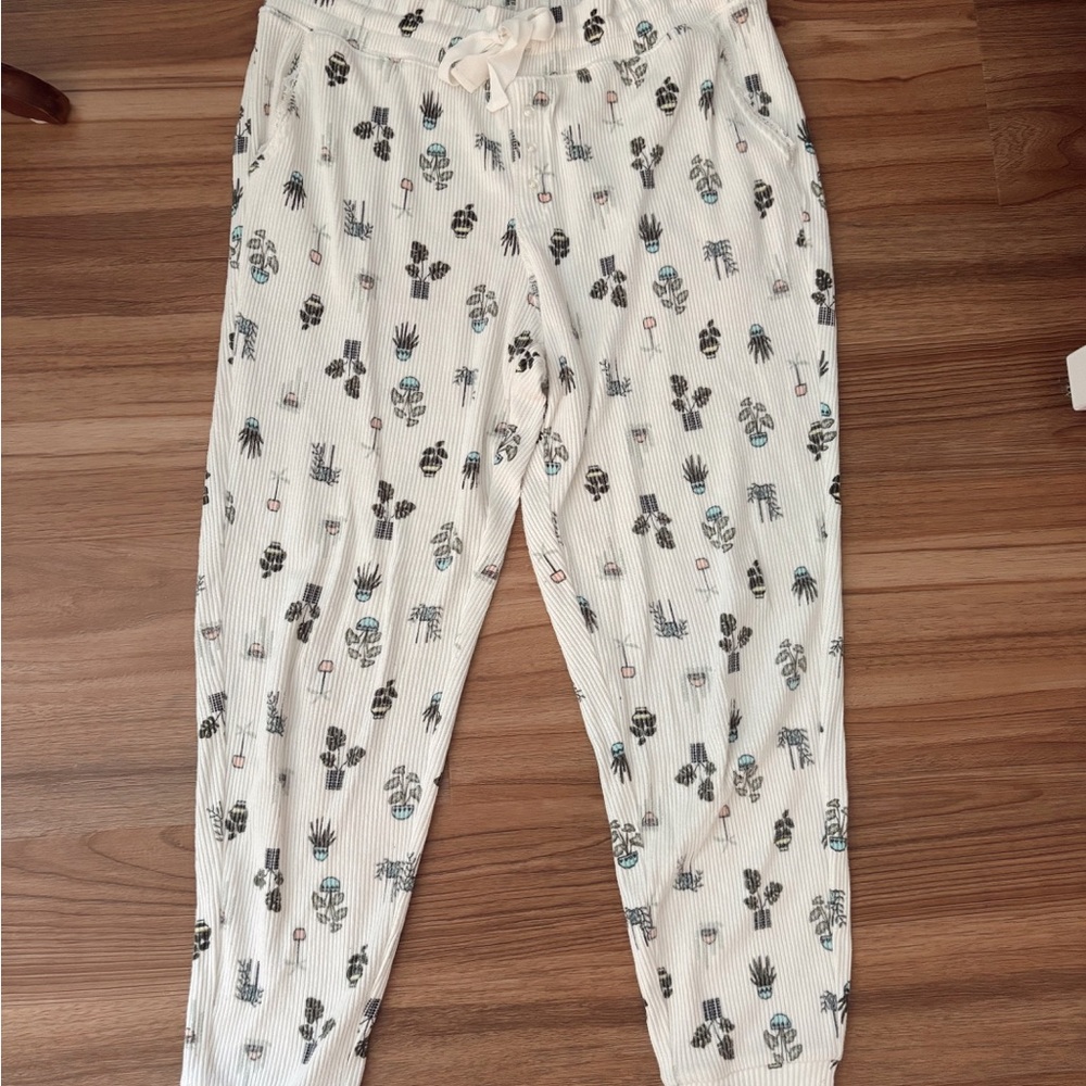 White and Green Pajama pants